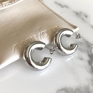 Adornmonde earrings sterling silver chubby hoops